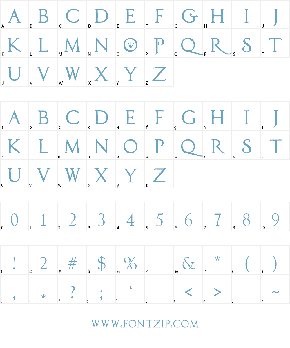 PrincesS AND THE FROG Font Character